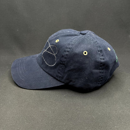 Vintage Western Fly Fishing August 3, 2002 Leather Strapback Hat Navy