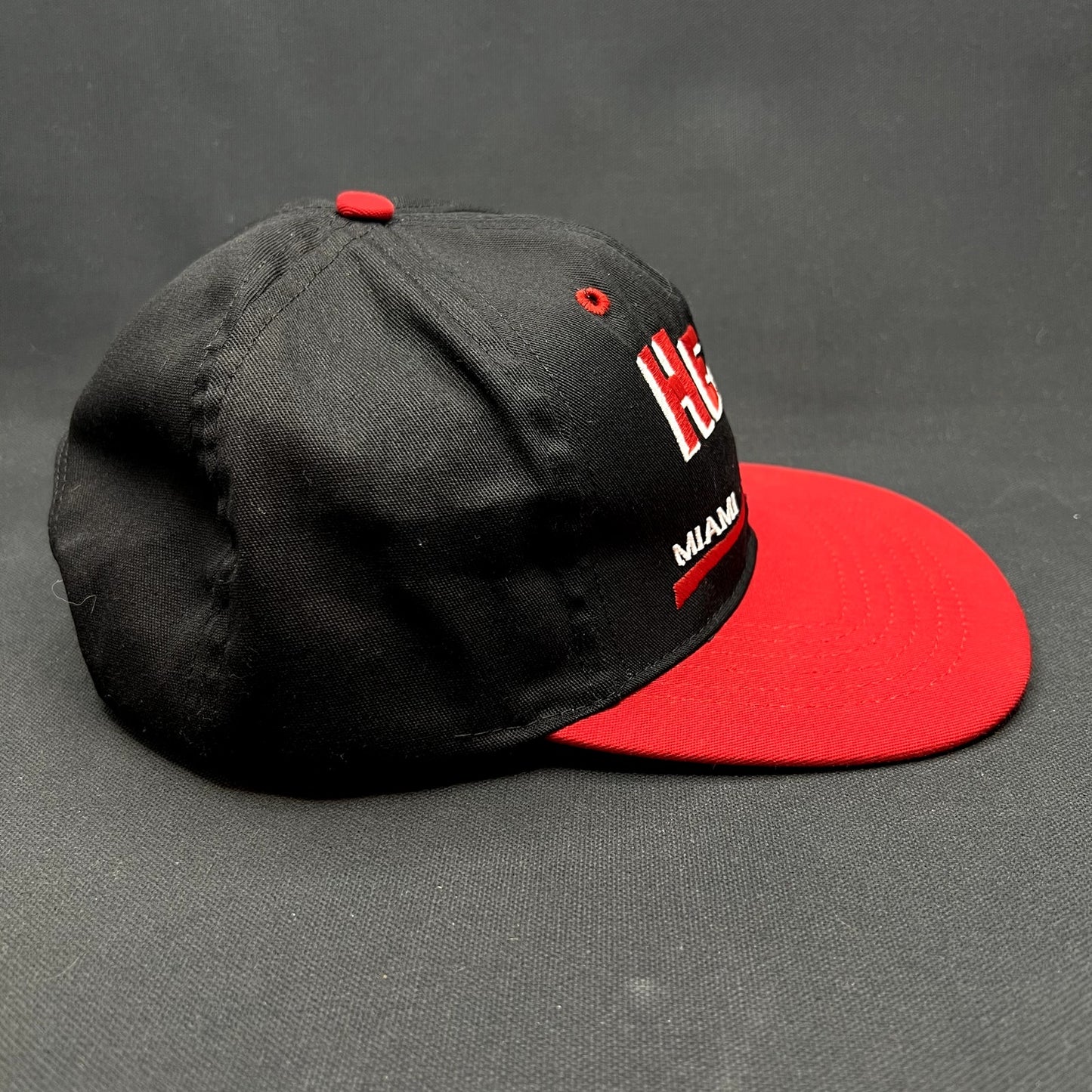 Vintage Miami Heat Twins Enterprise NBA Snapback Hat USA Made Black Red