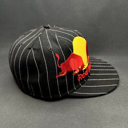 New Era 59FIFTY Red Bull Pinstripe Fitted Hat Black White Size 7 1/4