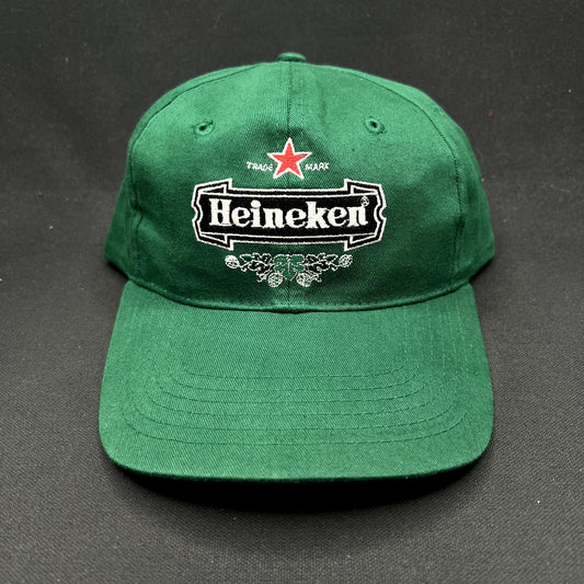 Vintage Heineken Beer Snapback Hat Green Brewery Promo Trucker Cap
