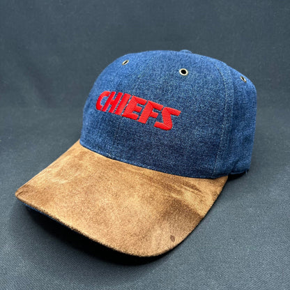 Vintage Kansas City Chiefs Annco Denim Suede Snapback Hat