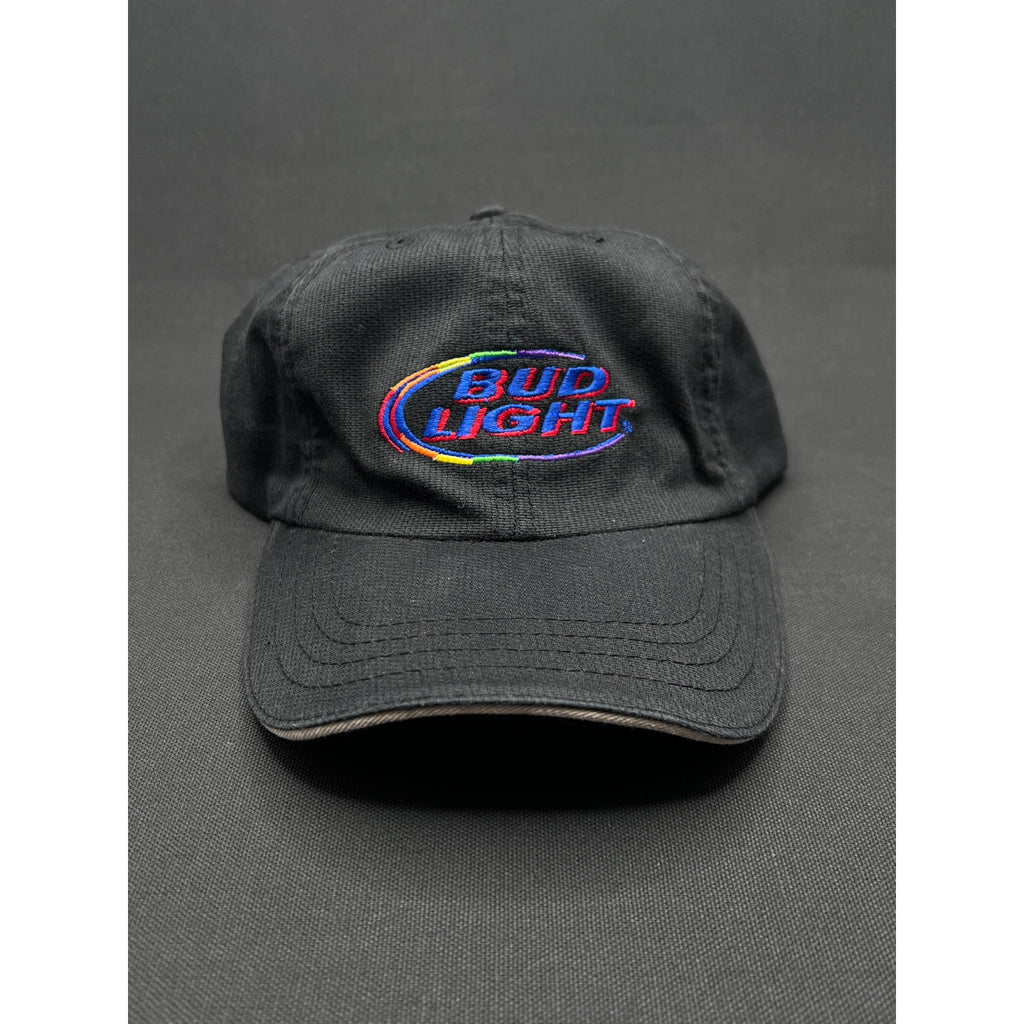 Vintage Bud Light Rainbow Logo Strapback Hat – Black Dad Cap