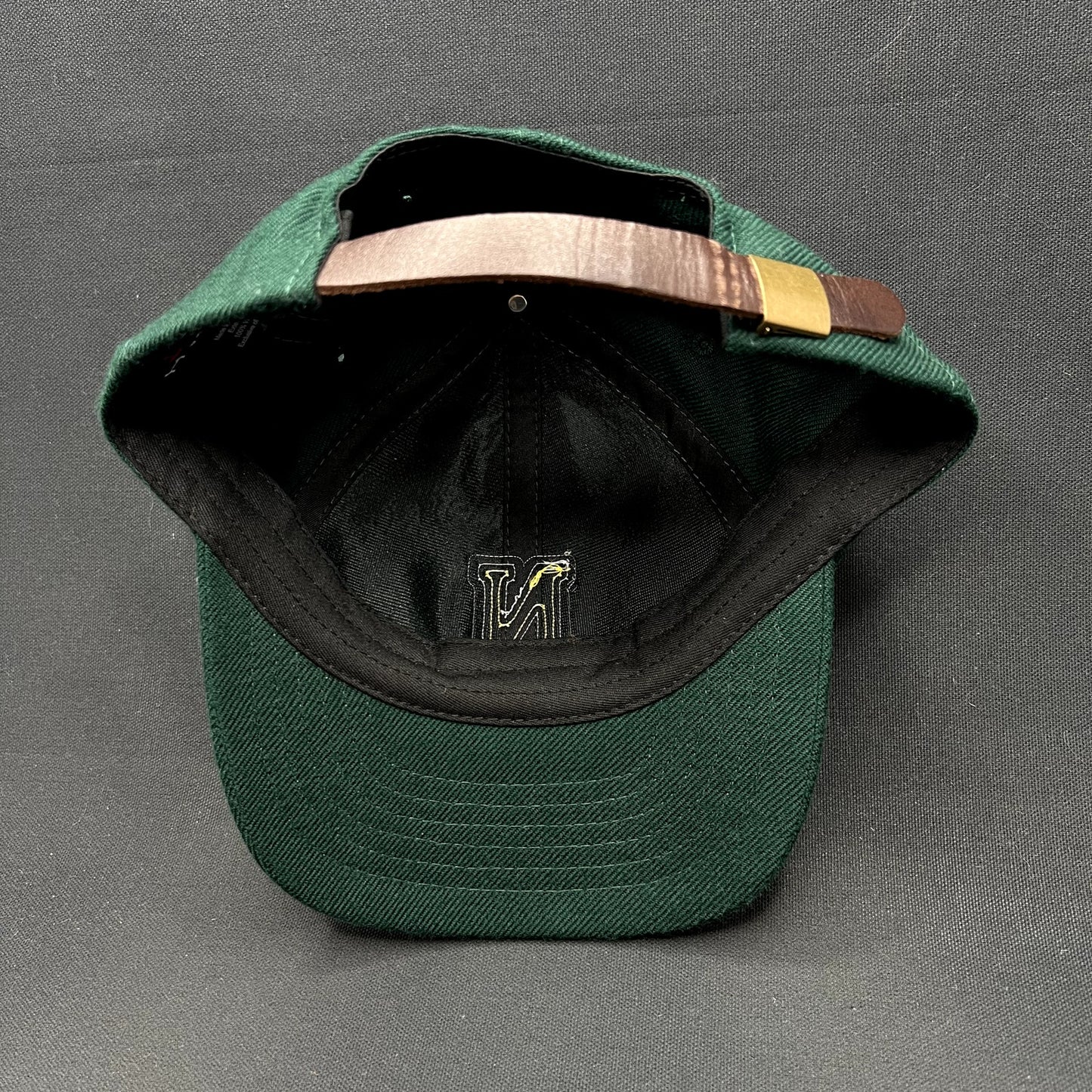 Noah NYC Wool Strapback Hat Green Yellow N Logo Leather Strap Cap Made in Canada