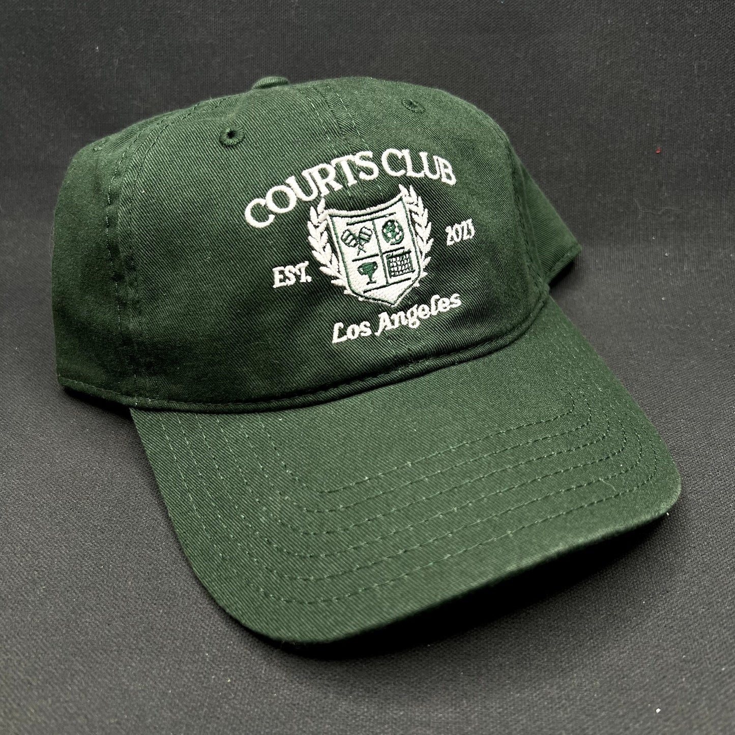 Courts Club Los Angeles Strapback Hat Green Tennis Club Crest USA Made