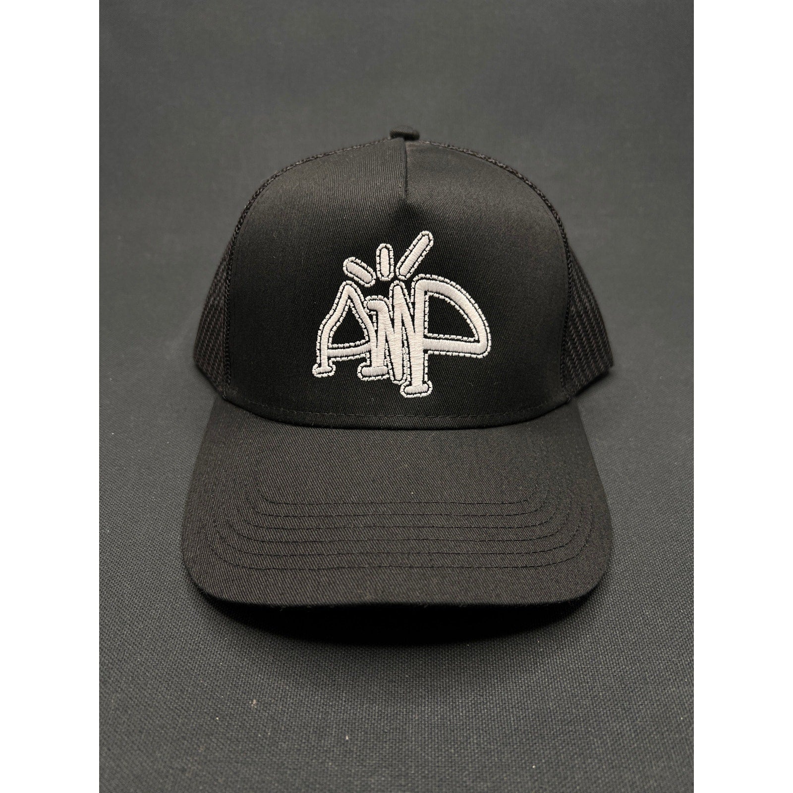 AMP Logo Black Mesh Trucker Hat – Adjustable Snapback