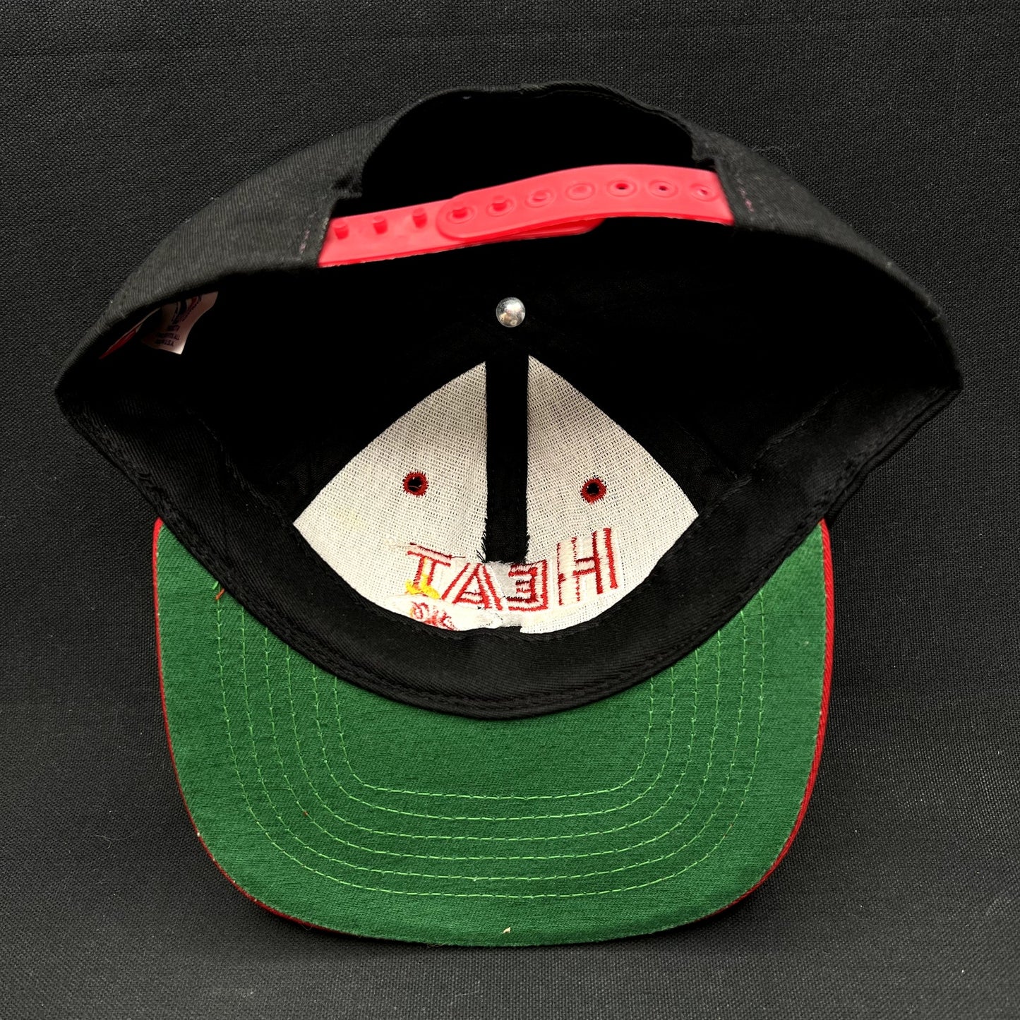 Vintage Miami Heat Twins Enterprise NBA Snapback Hat USA Made Black Red