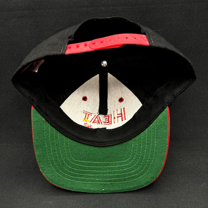Vintage Miami Heat Twins Enterprise NBA Snapback Hat USA Made Black Red