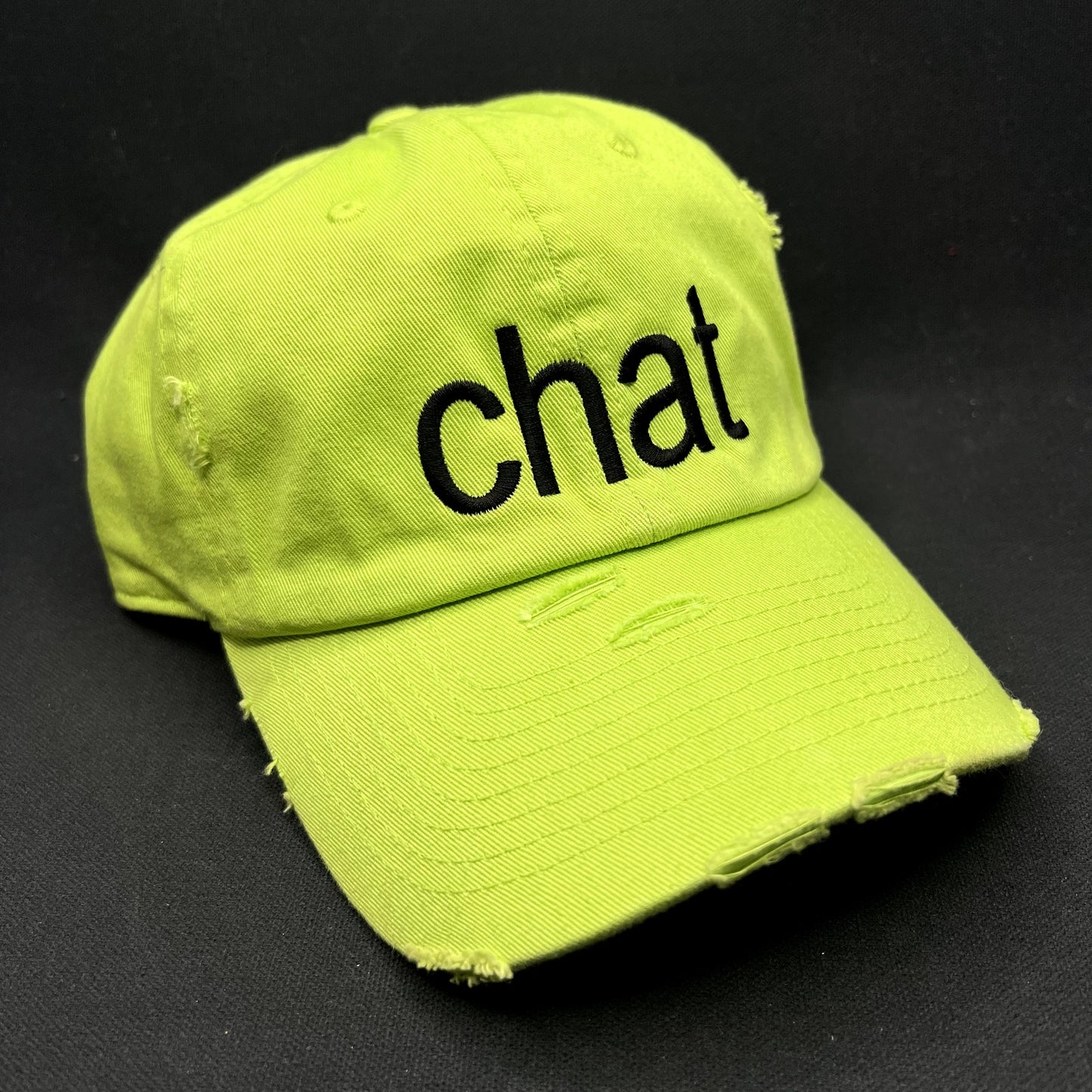 KBETHOS “CHAT” Distressed Strapback Hat Neon Green