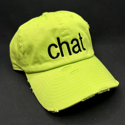 KBETHOS “CHAT” Distressed Strapback Hat Neon Green