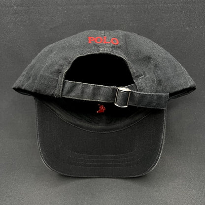 Polo Ralph Lauren Pony Strapback Hat Black Red Logo Adjustable Cap