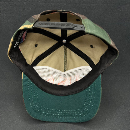 Trump 45 USA Camo Snapback Hat Made in USA Orange Embroidery