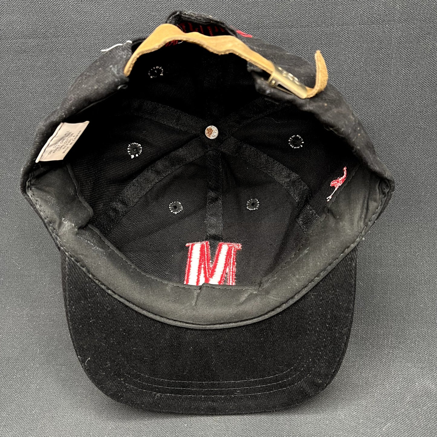 Vintage Marlboro Strapback Hat Black Leather Strap Tobacco Cap