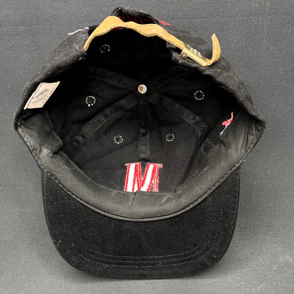 Vintage Marlboro Strapback Hat Black Leather Strap Tobacco Cap