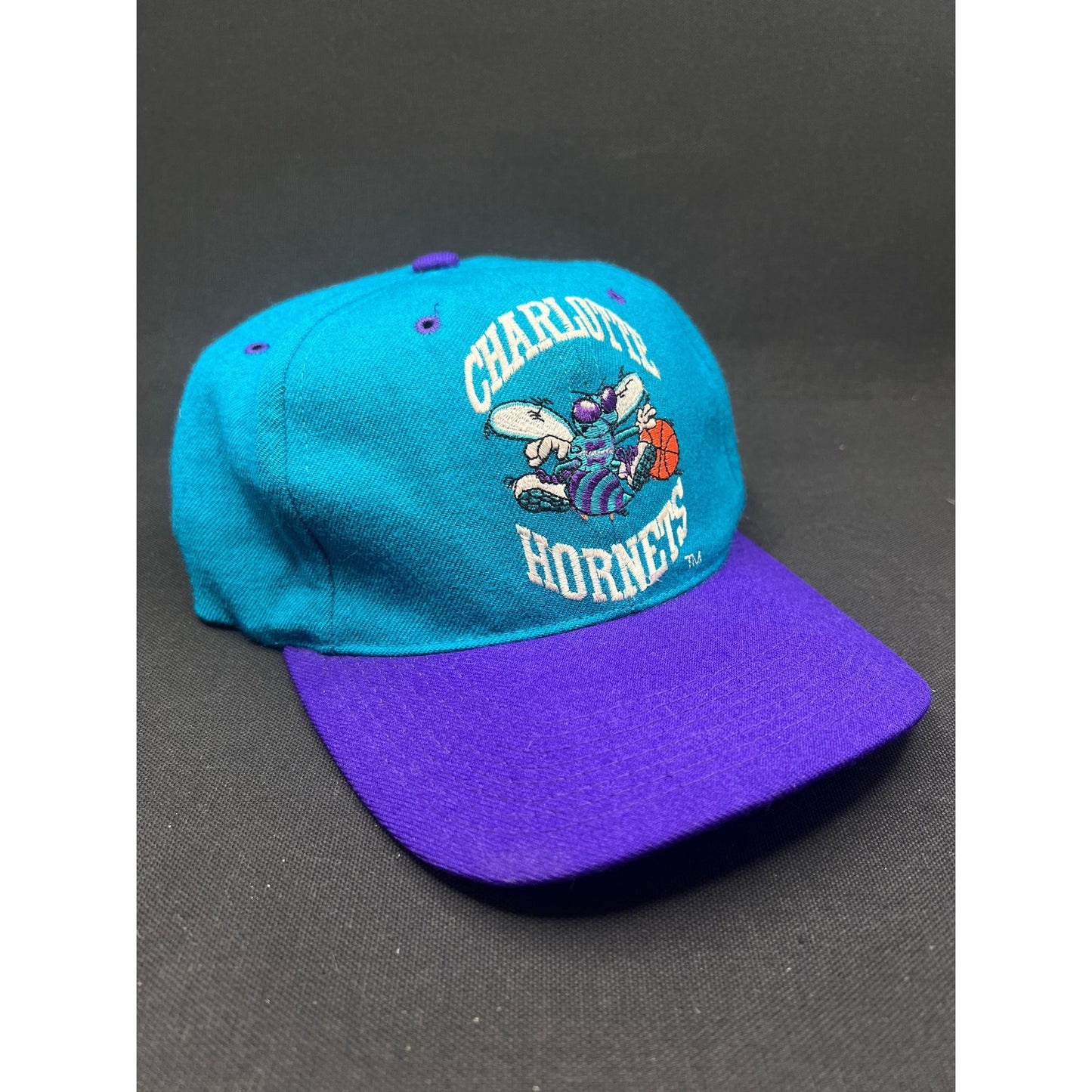 Vintage Charlotte Hornets Hat – Grossman Cap Co 100% Wool Teal & Purple Snapback