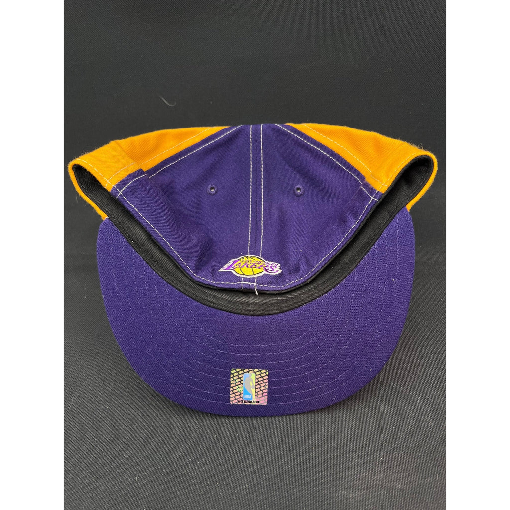 Vintage 2000s Lakers New Era 59FIFTY NBA Fitted Hat Purple Gold White 7 3/8