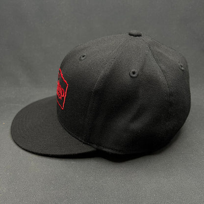 7 5/8 Base Camp Aspen Snowmass Hat Flexfit 210 Fitted Black Red Logo Cap