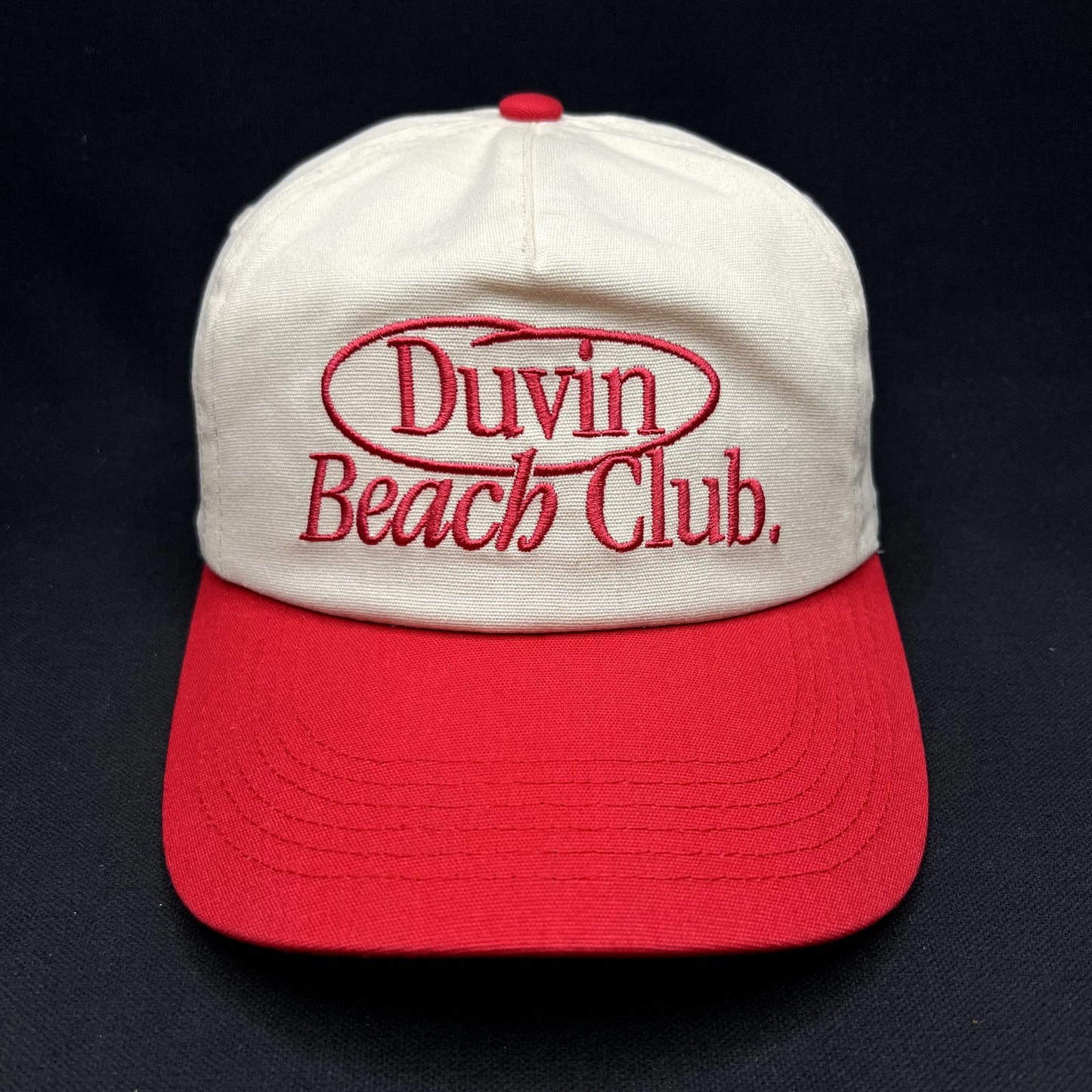 Duvin Beach Club Snapback Hat Red White Surf Skate Cap