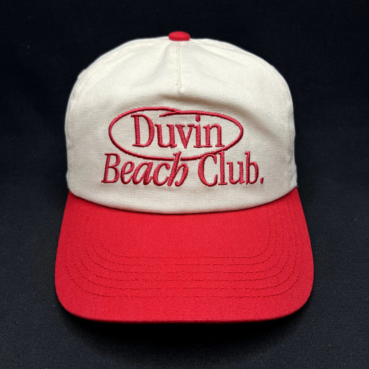 Duvin Beach Club Snapback Hat Red White Surf Skate Cap