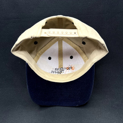 Morning Fresh Farms Vintage Snapback Hat Khaki Navy Farm Agriculture Cap