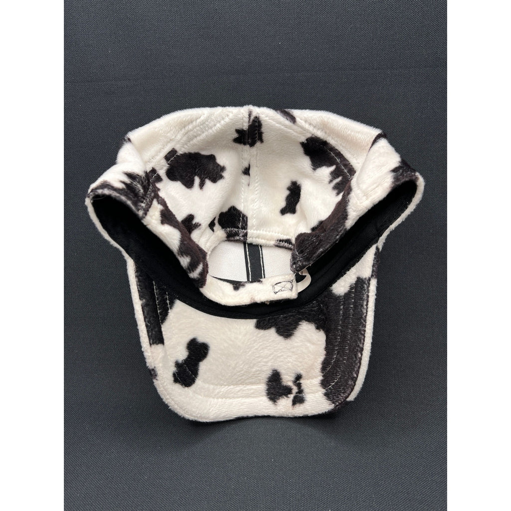 BULA Cow Print Fleece Cap Black White Plush Streetwear Hat
