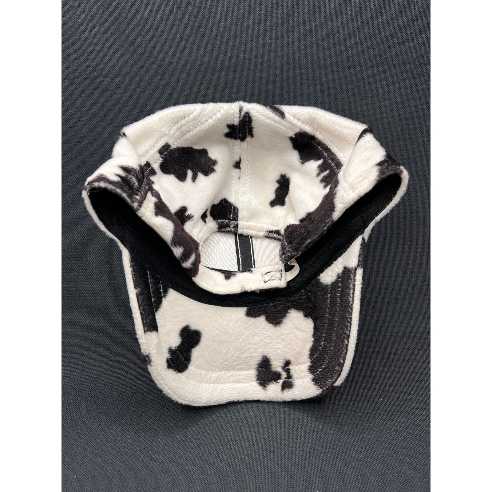 BULA Cow Print Fleece Cap Black White Plush Streetwear Hat