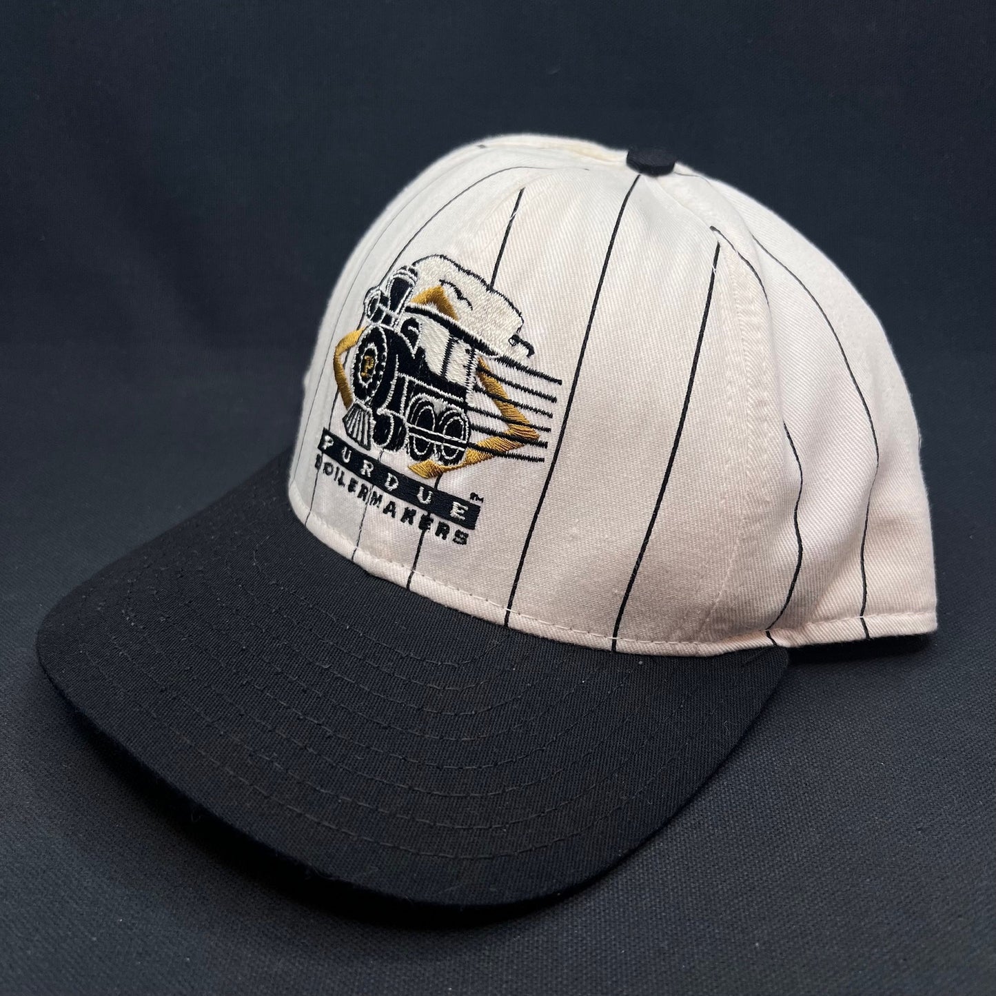 Vintage Purdue Boilermakers Pinstripe Snapback Hat Made in USA