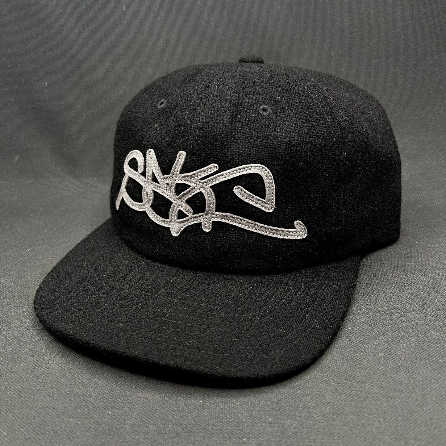 Sake Brand Script Logo Strapback Hat Black Streetwear Cap