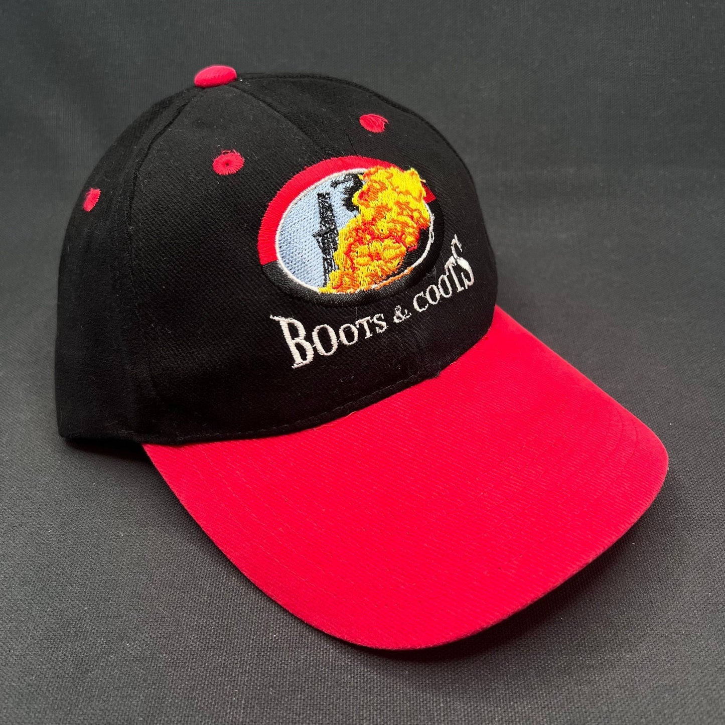 Rare Vintage Boots & Coots Oilfield Firefighters Snapback Hat Red Black