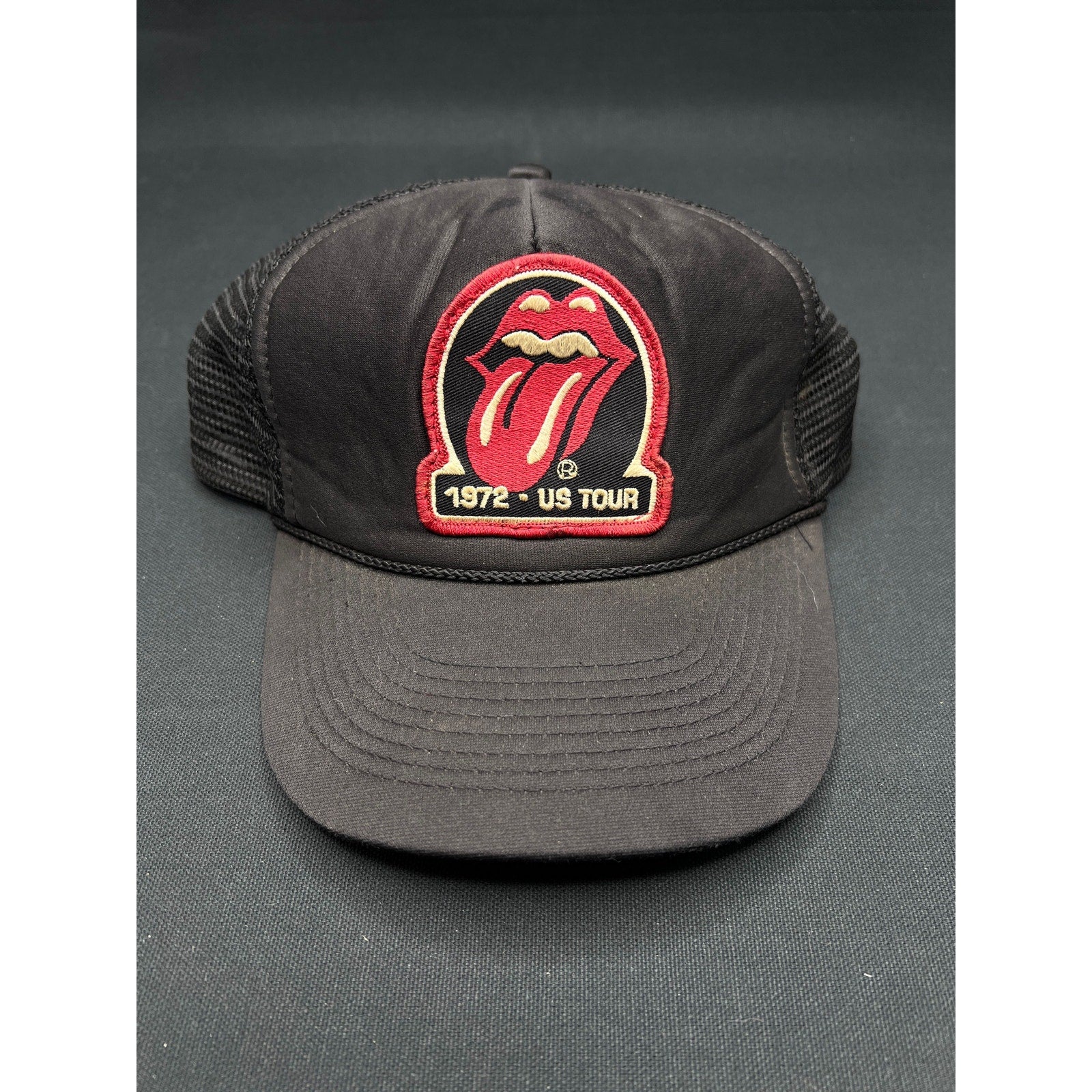 Vintage 90s Rolling Stones 1972 US Tour Otto Trucker Hat Tongue Lips Logo