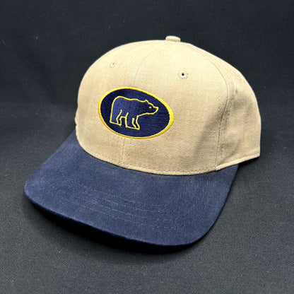 Jack Nicklaus Golden Bear Golf Strapback Hat Khaki Navy Leather Strap Cap