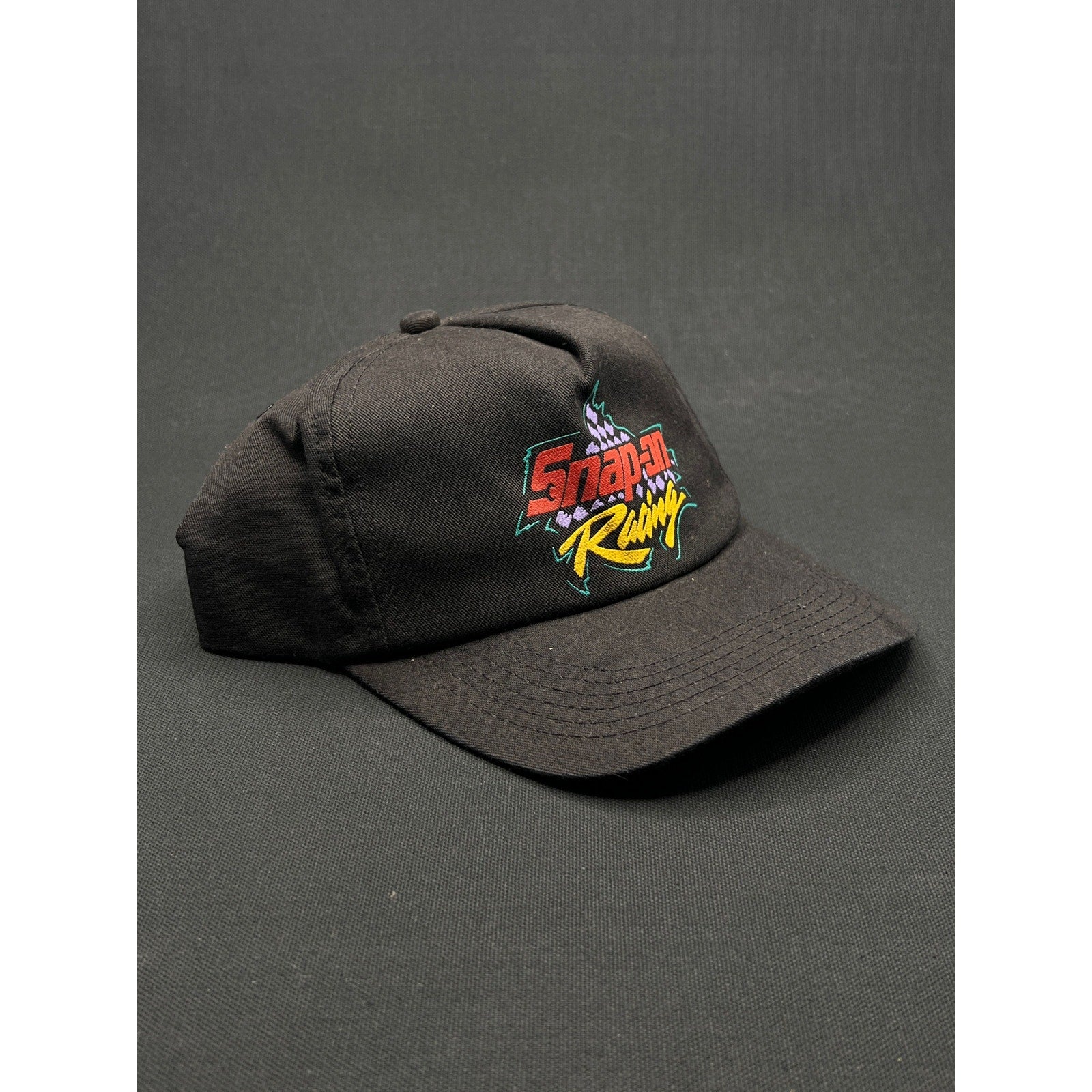 Vintage 1990s Snap-on Racing Black Snapback Hat – Multicolor Embroidery
