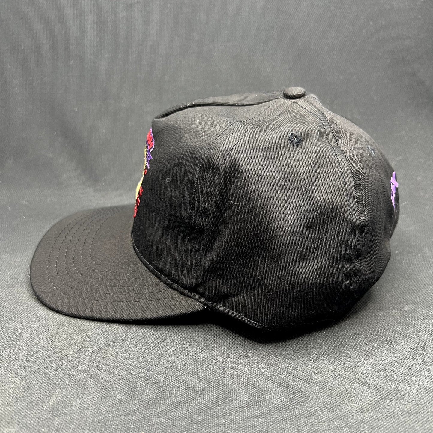 Vintage 90s Six Flags Thrill Seeker Snapback Hat Black USA