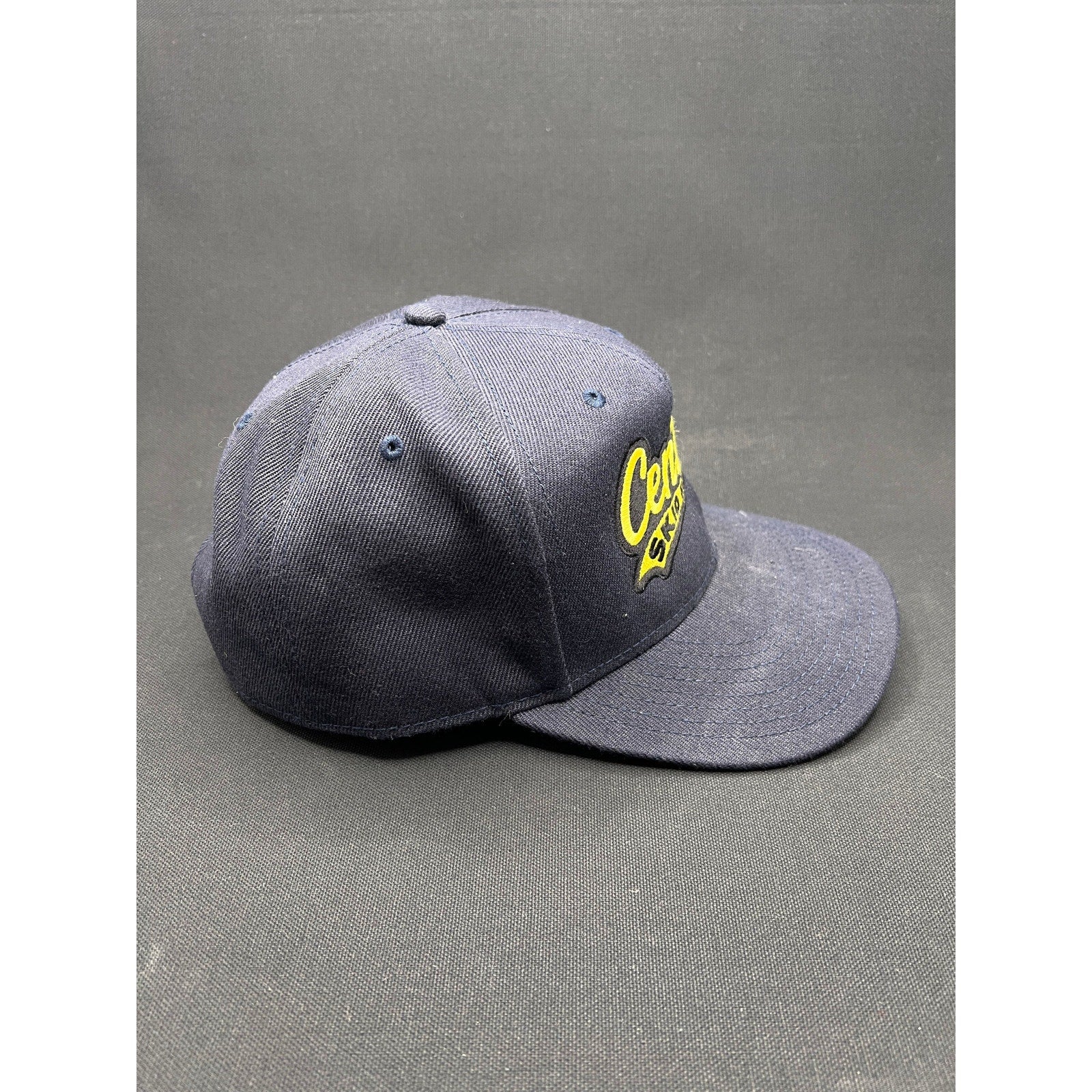 Vintage “Central Skid Row” Denim Snapback Hat 1990s OTTO Cap Yellow Script Logo