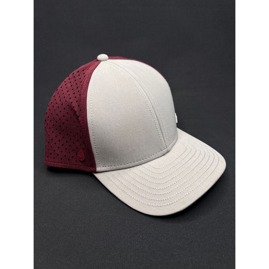 Melin A-Game Hydro Performance Hat – Grey & Maroon Water-Resistant Snapback (Designed in California)