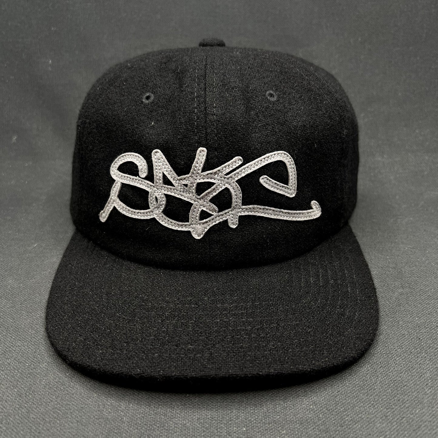 Sake Brand Script Logo Strapback Hat Black Streetwear Cap