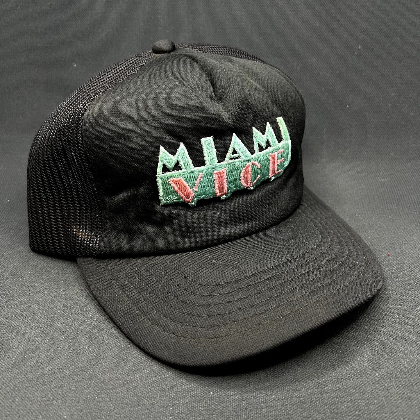 Vintage Miami Vice Black Mesh Snapback Trucker Hat Made in Korea