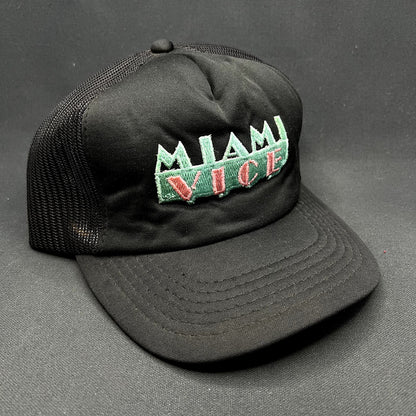 Vintage Miami Vice Black Mesh Snapback Trucker Hat Made in Korea