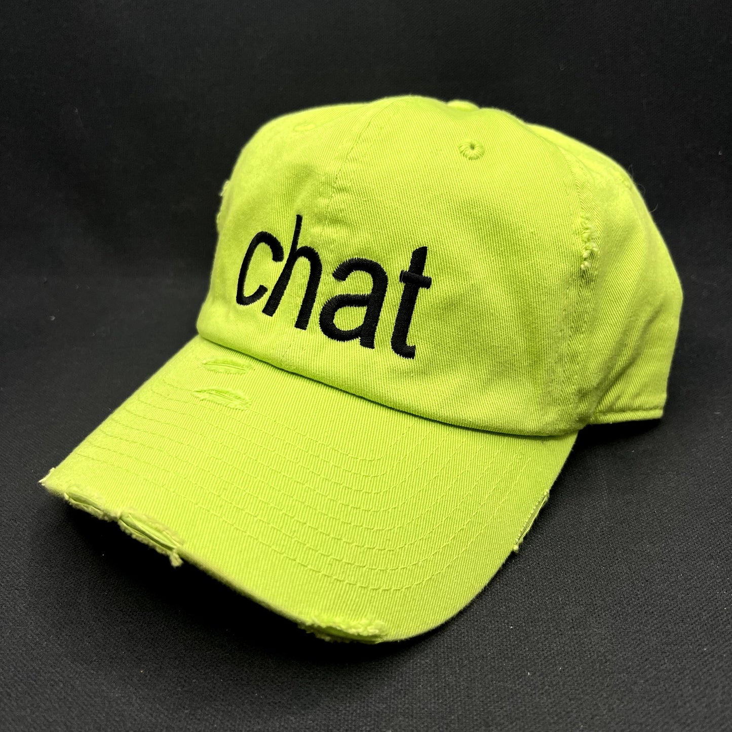KBETHOS “CHAT” Distressed Strapback Hat Neon Green