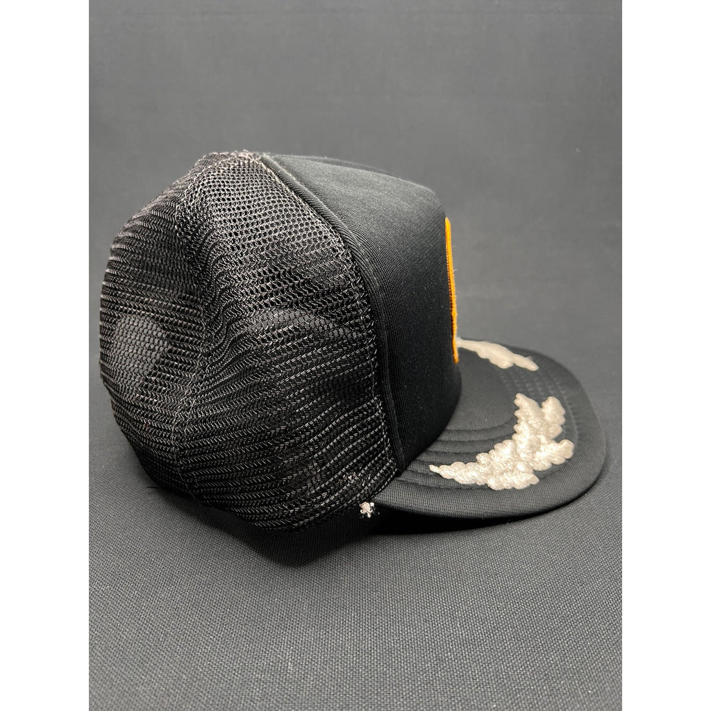 Vintage Apollo 11 NASA Space Trucker Hat Black Snapback Civic Cap Gold Leaf