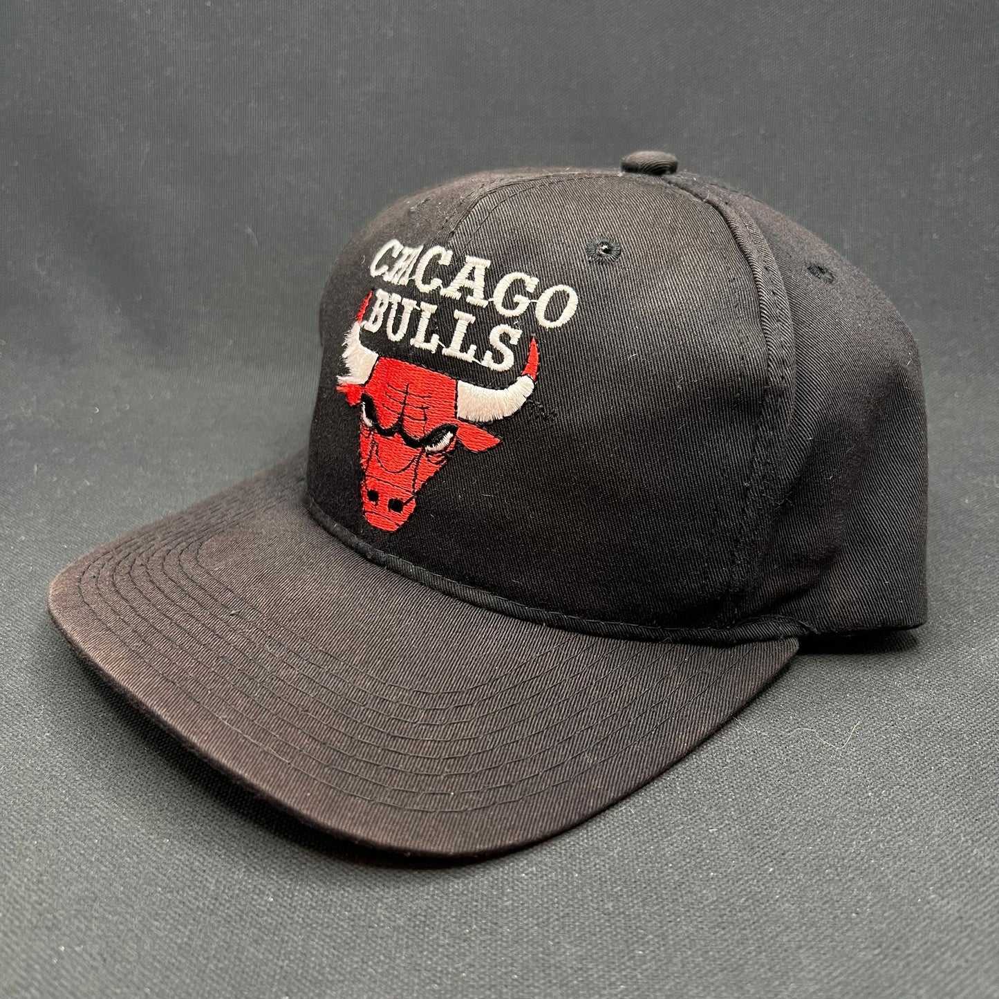 Vintage Chicago Bulls AJD Snapback Hat NBA Korea Black Red Script