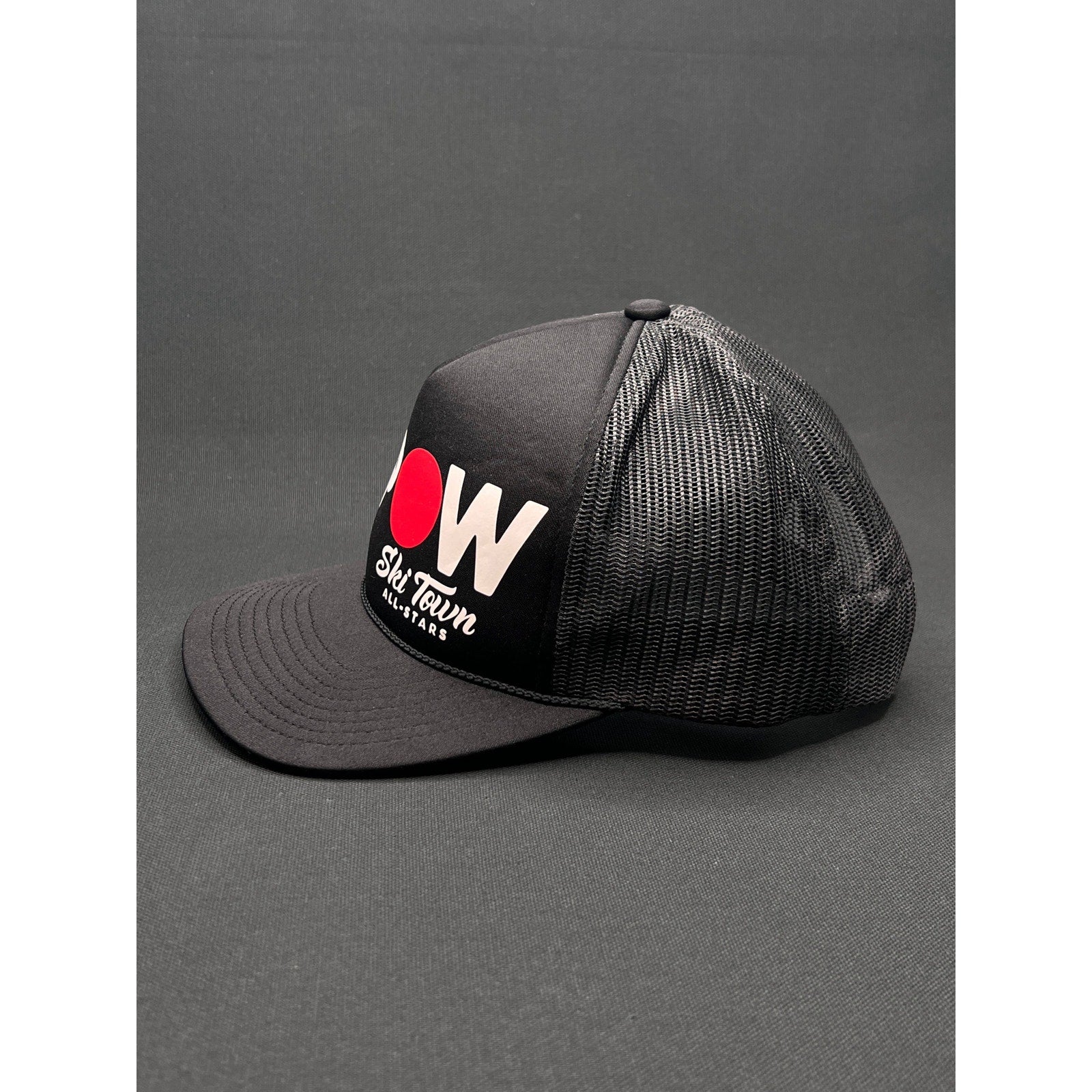 Vintage JAPOW Ski Town All-Stars Trucker Hat Black Mesh Snow Culture Cap