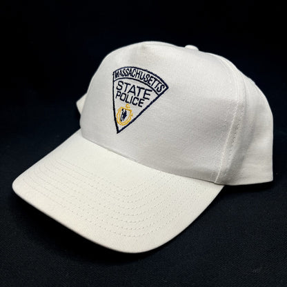 Vintage Massachusetts State Police Snapback Hat White USA Law Enforcement
