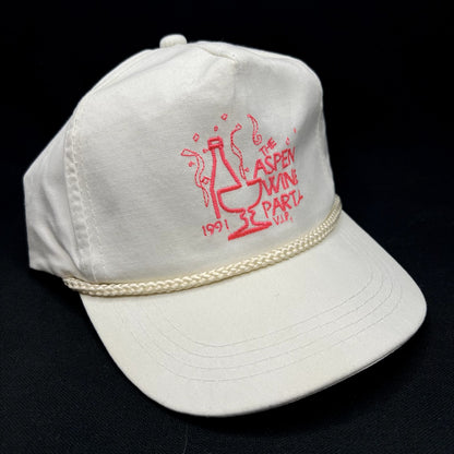 Vintage 1991 Aspen Wine Party Strapback Hat Rope Yupoong Korea