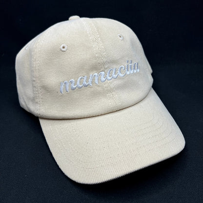 Mamacita Sunshine Studios Corduroy Strapback Hat Cream White