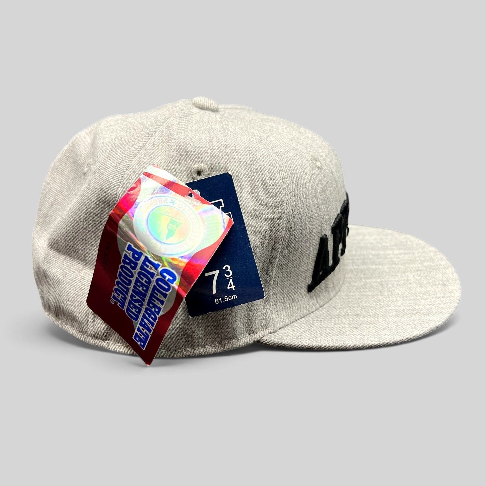 Raree Finds Appalachian State Mountaineers heather gray fitted hat with black APP STATE embroidery and flat brim