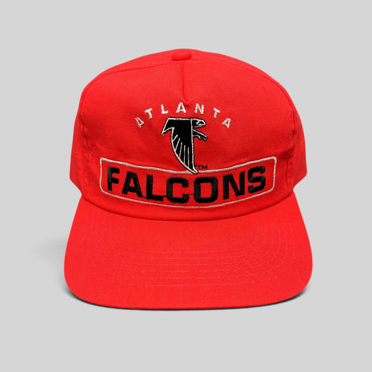 Raree Finds vintage Atlanta Falcons Sports Specialties red snapback hat with embroidered logo and wordmark