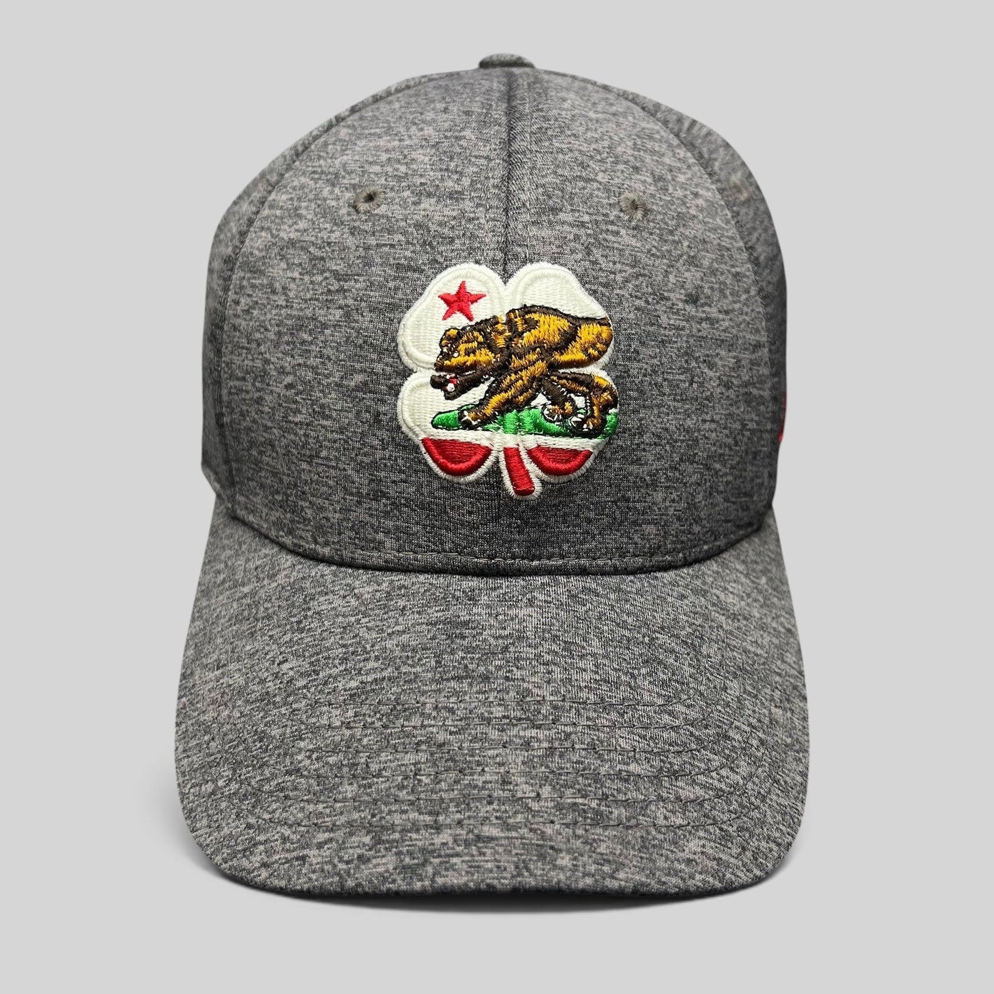 Raree Finds Black Clover heather gray performance golf cap with embroidered California bear clover logo