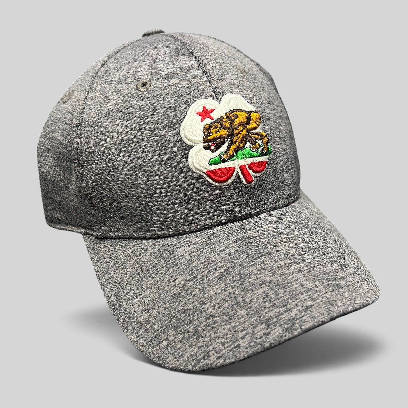 Raree Finds Black Clover heather gray performance golf cap with California bear and clover logo embroidery