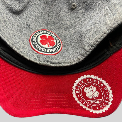 Raree Finds Black Clover heather gray performance cap with red undervisor and California bear clover logo detail