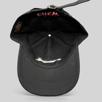 Raree Finds black cotton Looney Tunes crew strapback hat with brass buckle and interior Yupoong branding